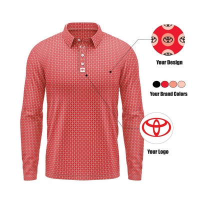 Men's Custom All-Over Print Polo – Long Sleeve