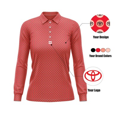 Women's Custom All-Over Print Polo – Long Sleeve